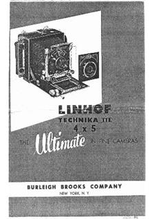 Linhof Super Technika 3 manual. Camera Instructions.